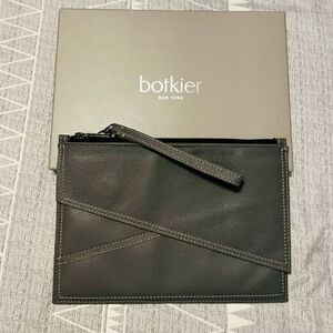 ‎BOTKIER Crosstown Large Leather Clutch Bag, Gray, NWT